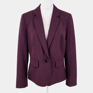 Jones New York Jacket Womens 12 Plum Lined Blazer Pockets Career Office